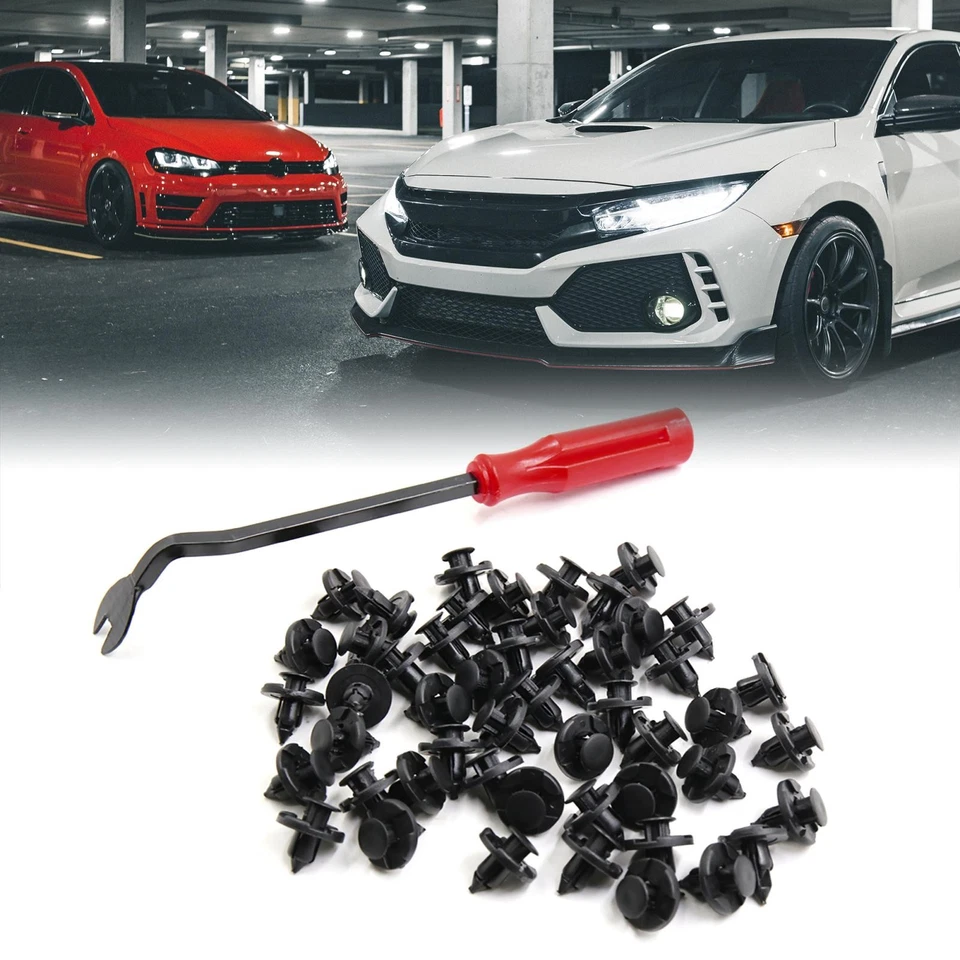 50 Pcs Car Retainer Clips Plastic Rivets with Fastener Remover for Nissan Altima Foto 2 de 4