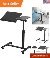 Overbed Bedside Desk Mobile Rolling Laptop Stand Tilting Overbed Table with W...