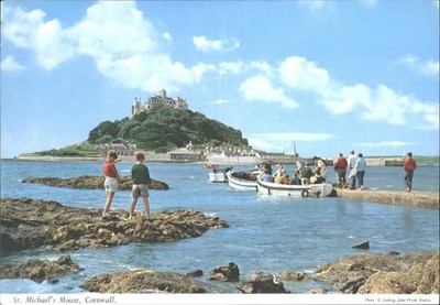 St. Michael's Mount Cornwall John Hinde Postkarte 1979 verschickt Castle Boats