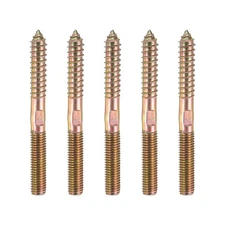 5Pcs M10x100mm Double Ended Screws, Self-Tapping Hanger Bolts, Color Zinc