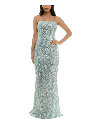 EMERALD SUNDAE Womens Adjustable Spaghetti Strap Full-Length Formal Gown Dress
