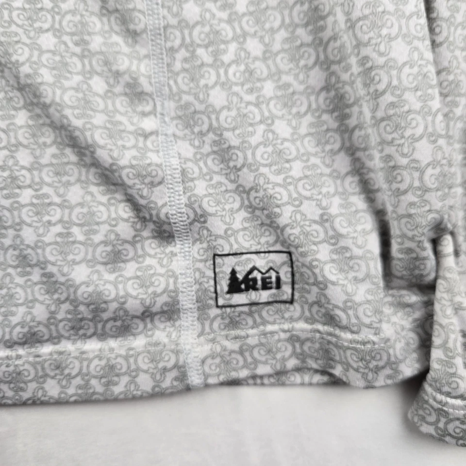Camisa REI Mujer Mediana Blanca Gris Con Capucha Manga Larga Poliéster Ligera Foto 3 de 4