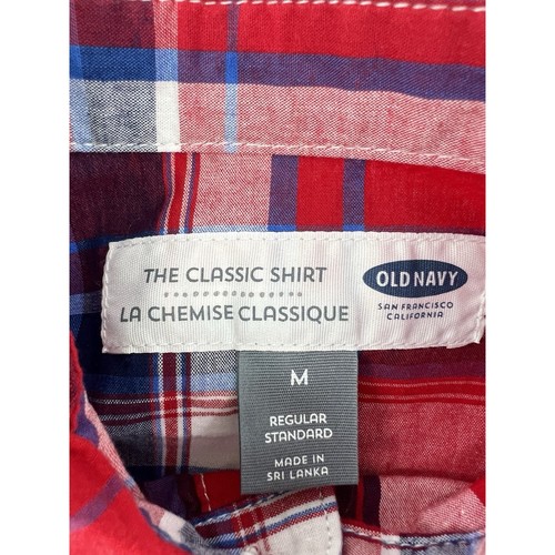 Old Navy Plaid Flannel Shirt Youth Boys Medium Blue Red White Classic Dressy New - Picture 3 of 7