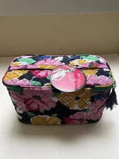 Allegro by Scunci Modella Big Bloom Floral Train Case Cosmetic Makeup Organizer