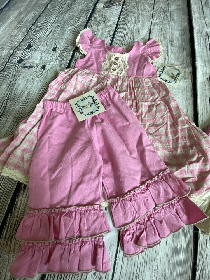 Lote Little Prim Por Mustard Pie 4t 4 6 Verano Otoño Gemelos Vestido Niña Mameluco 15 piezas Foto 4 de 4