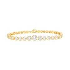 18K Gold Plated Round Cut Graduated Cubic Zirconia CZ Tennis Bracelet For Women