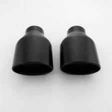 2PCS Black Painting Exhaust Tips Stainless Steel 2.5" In Oval Out Slant Resonate