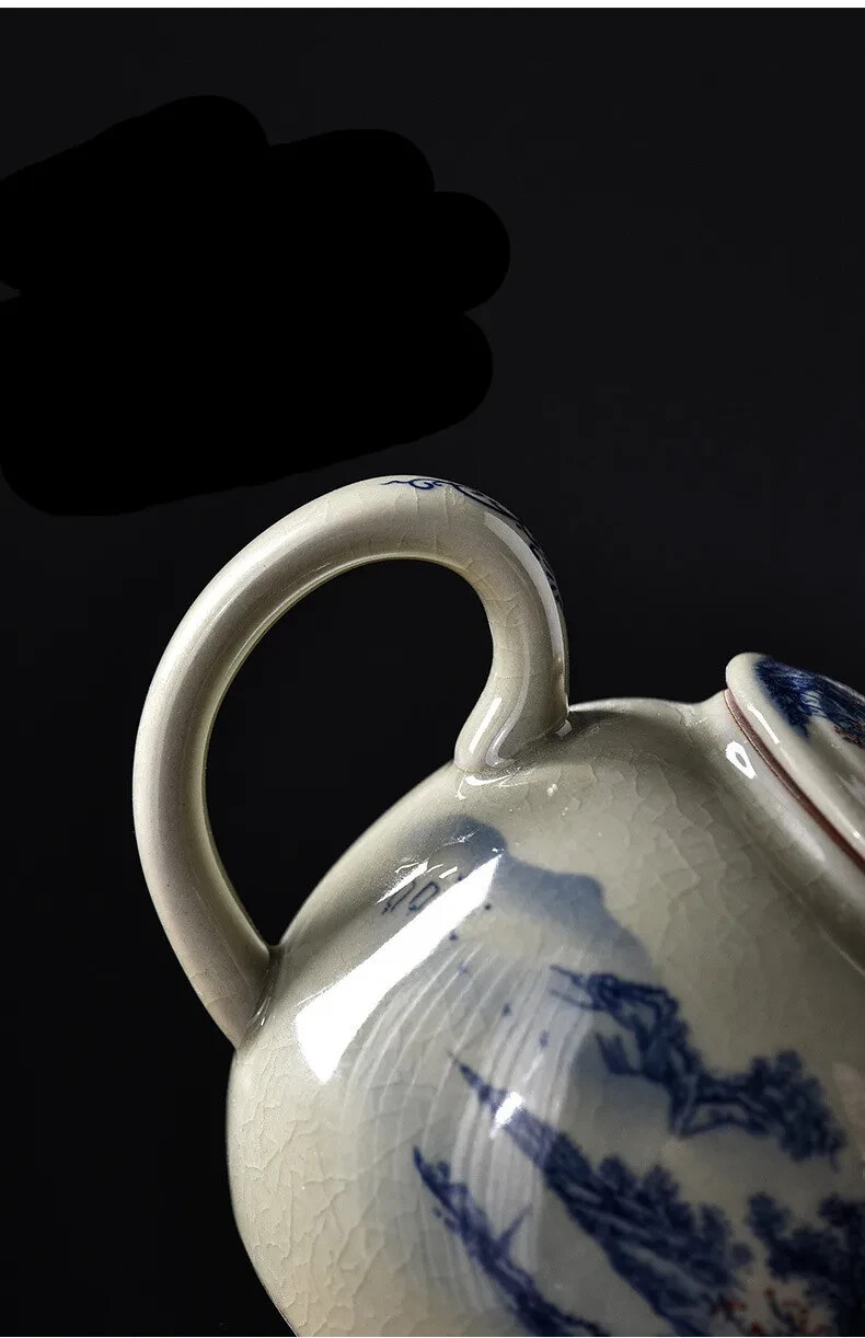 200ML Chinese Ceramic Teapot Ru Kiln Tea Kettle Handmade Porcelain Teapot