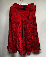 Vintage Disegna Per Jon Benni Women's Silk Midi Skirt Size 12P Red Black Print