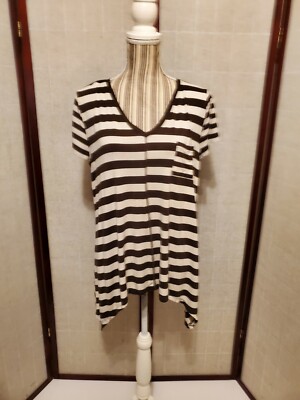 Jones NY Sport Brown & White Striped Shirt Women's Size XL
