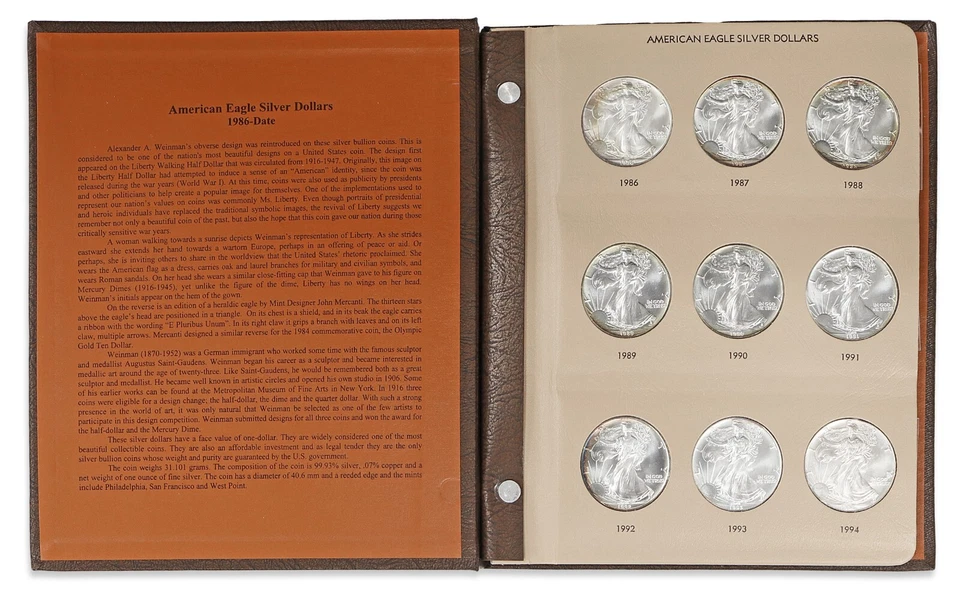 Juego de 21 monedas American Silver Eagle 1986-2006 BU sin circular 1 oz plata .999 Foto 2 de 4