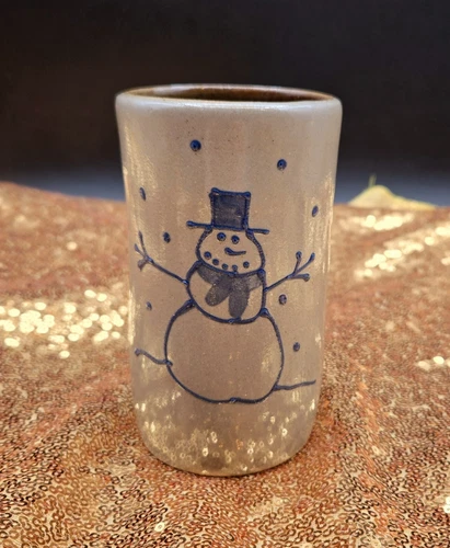 Beaumont Brothers Pottery BBP Snowman 1995 Drink Cup Salt Glaze Winter Farmhouse