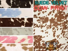 Suede Velvet Cow Print Fabric Udder Madness Upholstery 54" Wide Sold By the Yard