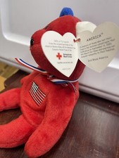 TY Beanie Baby - AMERICA - Red Patriot Bear - Internet Exclusive 9 inch MWMT