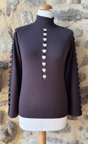Mango - Pull en maille ajourée - Marron clair