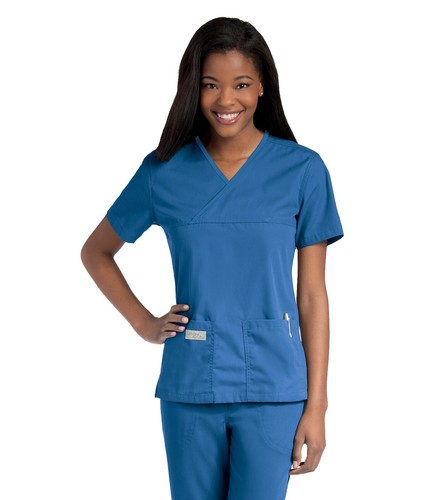 Jaanuu Womens XXS Blue V-Neck Short Sleeve Scrub Top Shirt Medical
