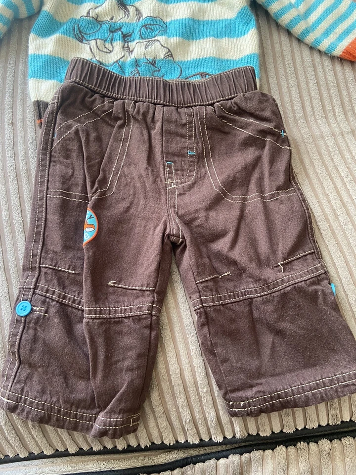 JUEGO PANTALÓN Y JERSEY NIÑO-TIGGER-3-6 MESES-18lbs-MARRÓN-BLANCO-AZUL Foto 3 de 4