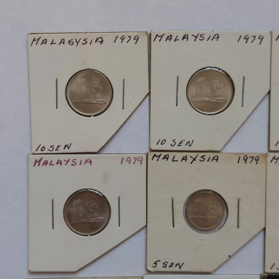 Lote de 9 monedas vintage de 1, 5, 10 Sen de Malasia - 1979, 1977, 1971, 1967 Foto 2 de 4