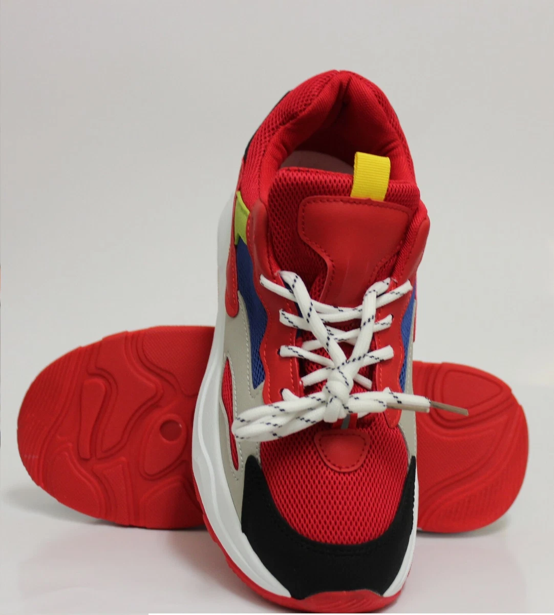 New Designer Style Runner Red Sneakers Ladies Trainers Shoes sizes UK 3 8