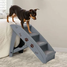 LEMY Foldable Pet Ladder, Pet Stairs with 4 Steps, Plastic Anti-Slip Pet Furnitu