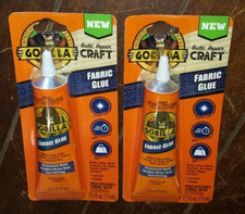 Lot of 2 Gorilla Fabric Glue Crystal Clear  Flexible  2.5 fl oz Each  4524