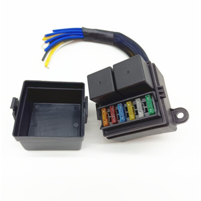 Car Pre-Wired Fuse Relay Box With 2Pcs 4-Pin 80A Relays and 6 Fuses Waterproof
