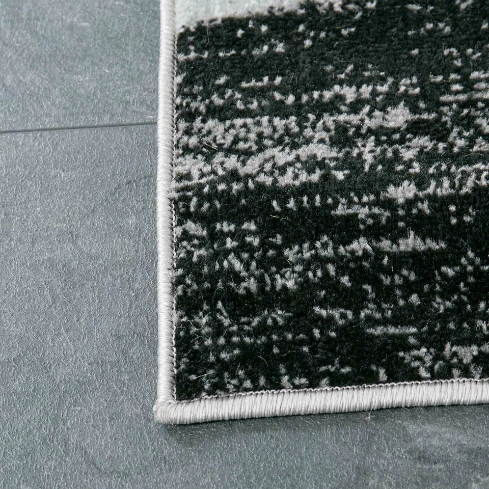 Tapis Géométrique Motif Moucheté Gris Blanc Noir Vert - Photo 4/4