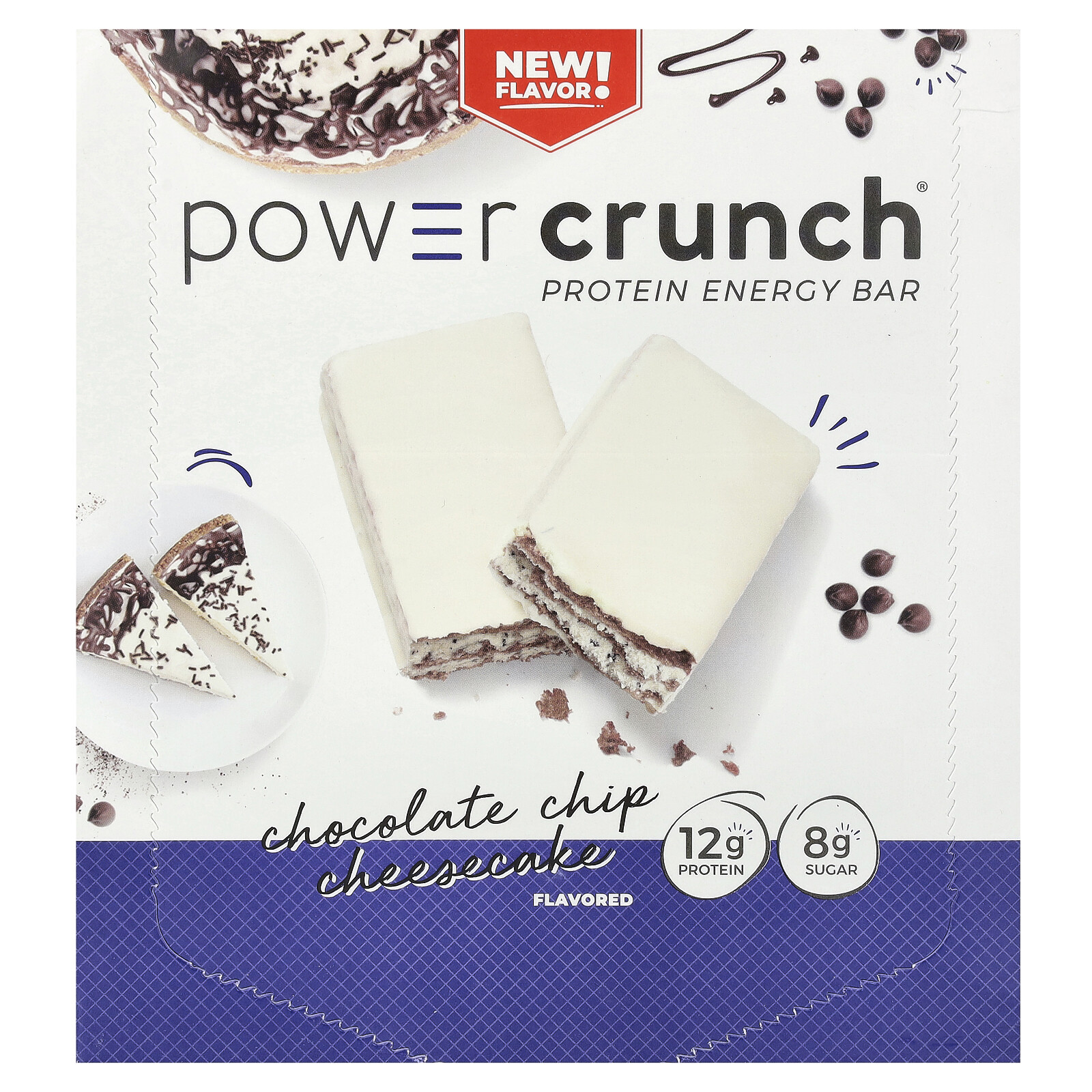 Протеиновый энергетический батончик Power Crunch, чизкейк с шоколадной крошкой, 12 батончиков, 1,4 унции (40