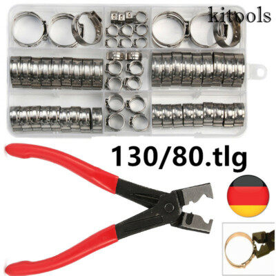 120-teiliges Set 1-Ohr Schlauchschellen Aus Edelstahl 304 – Sortimentsbox, Für 7-16 Mm Schläuche