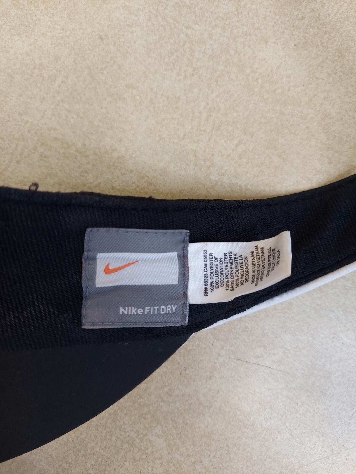 Nike Fit Dry Golf Visor Hat Cap Strapback Black White Swoosh One Size Adjustable