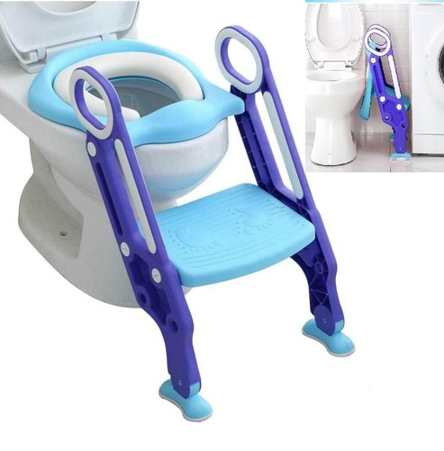 Children Toilet Seat & Ladder Toddler Training Step Up Easy Fold Down For Kids - Picture 2 of 6