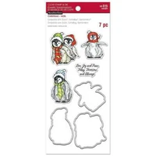 Christmas Penguins Clear Stamp & Die Set by Recollections 564208 NEW!
