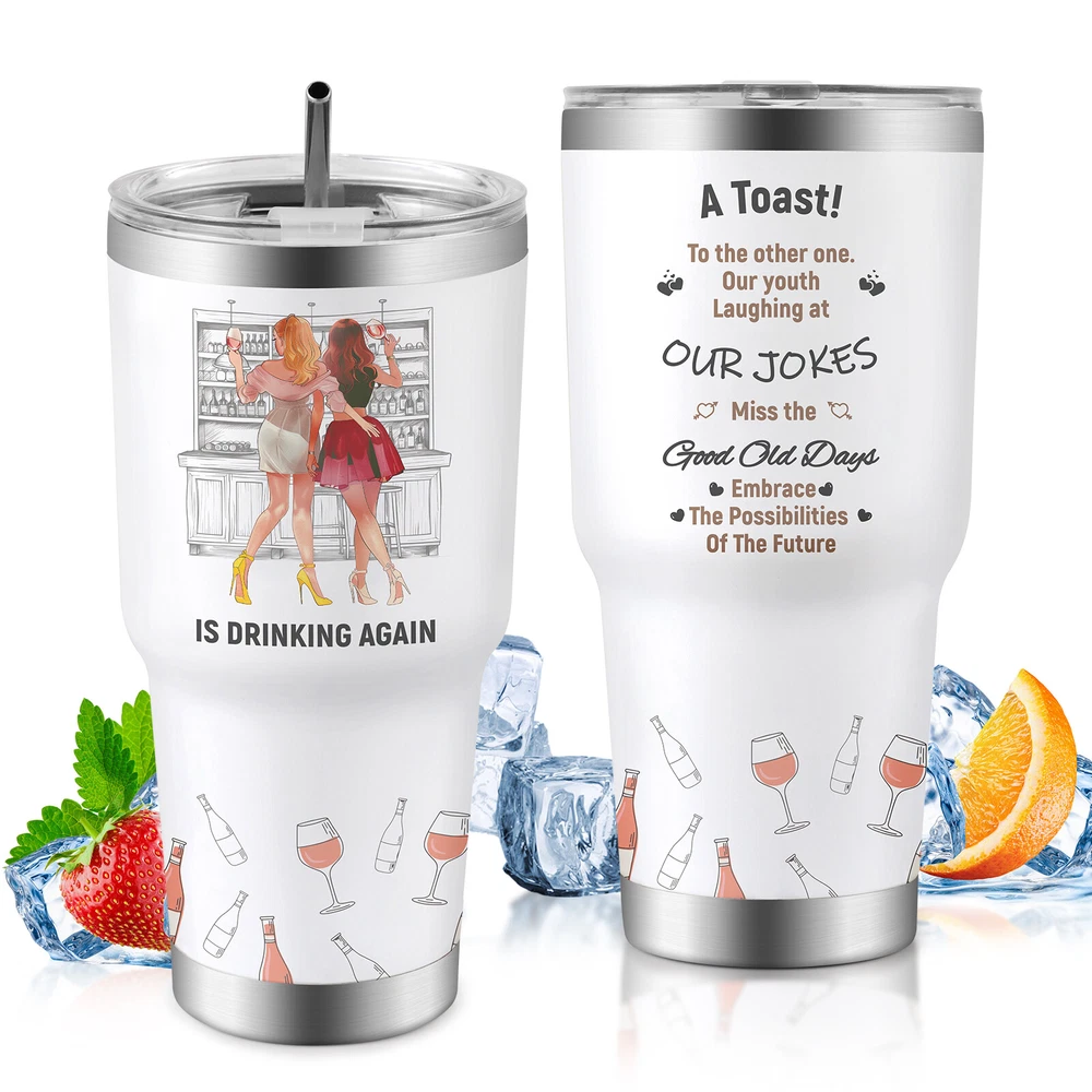 Tumbler Stainless Steel Straw, Anniversary Birthday Gift 30oz Car Cup