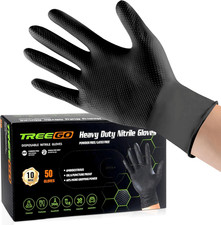 10 Mil Black Nitrile Gloves Heavy Duty   Diamond Texture Grip Latex Free Dispos