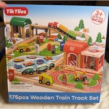 TikTiles 175pcs Wooden Train Track Set STEM Toy Natural Wood Railway Kids