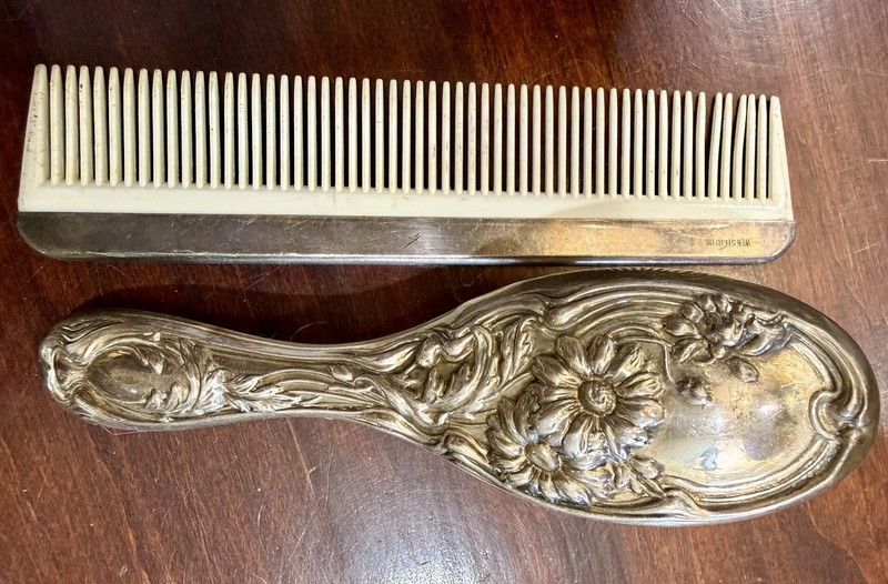 Sterling Silver Floral Baby Hairbrush & Comb 1.5 oz, 4.5" Webster and Web brand