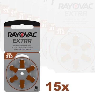15x 6er Blister Rayovac Hörgerätebatterien 312 Extra Advanced 1,45V 180mAh PR41