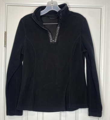 Poivre Blanc Women s 1/4 Zip Fleece Sweater Black Size Medium *read*