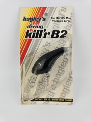 Rare Vintage Bagley Black Diving Killer B2 Color #0 (Black) CRACK ON BILL! 