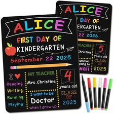 First Last Day Of School Board 10.3x13 Inch Double Sided Wooden Chalkboard