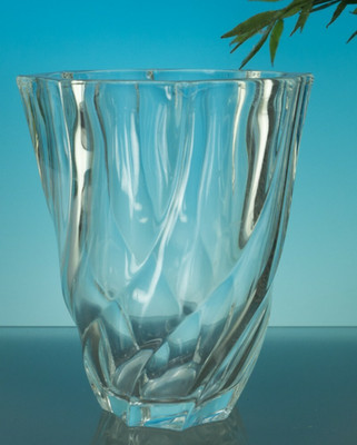Klarglas Blumenvase Luminarc Verrerie d Arques Geometric Swirl Frankreich 70er Jahre