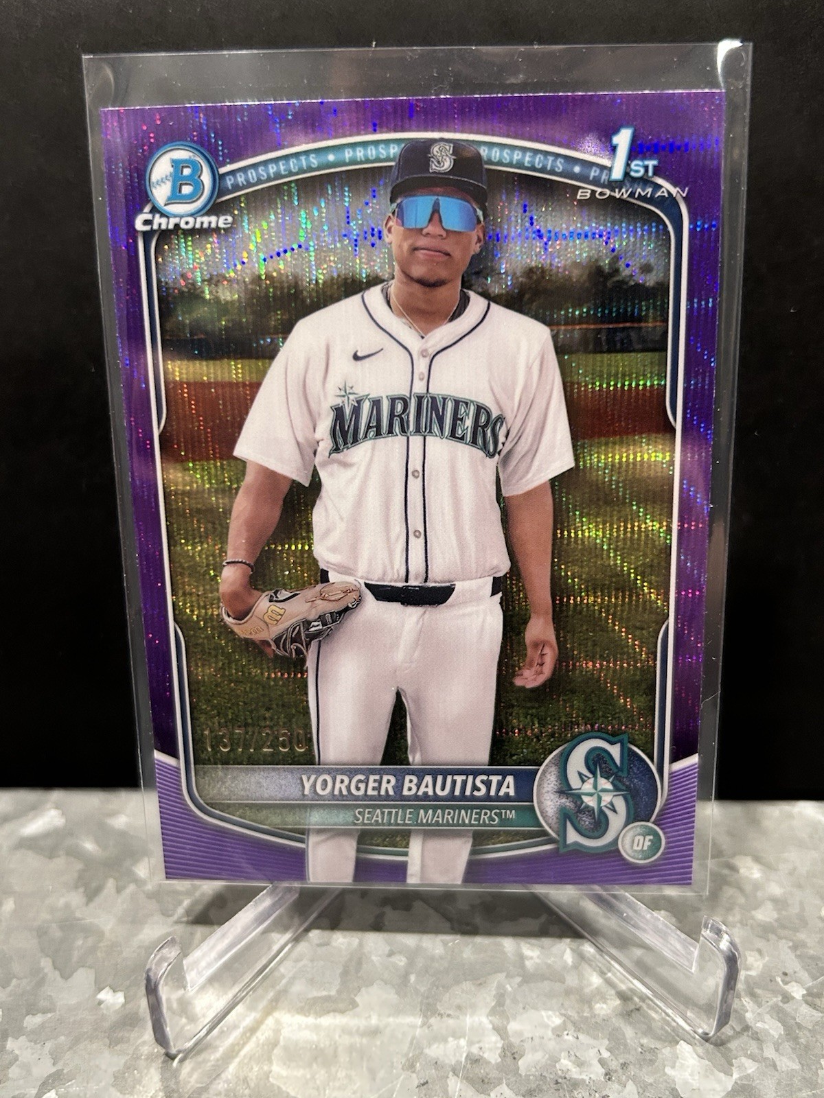 2025 Bowman Chrome Yorger Bautista Purple Wave Refractor 1st 137/250🔥🔥📈