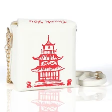 Chinese Takeout Box Purse Tote Top Handle Satchel Handbags PU Leather Purse