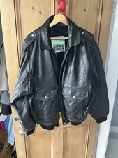 vintage leather flying jacket Black Boxy Fit 90s Oversized Large-XL 40”-42” Used