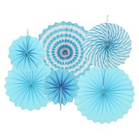 HäNgende PapierfäCher Party Set 6Stk. Runde Muster Dekoration(Blau)