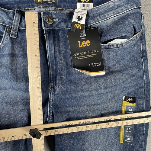 Lee Regular Fit Straight Leg Mid Rise Jeans Womens Size 16 Blue Medium Wash NWT - Picture 9 of 12