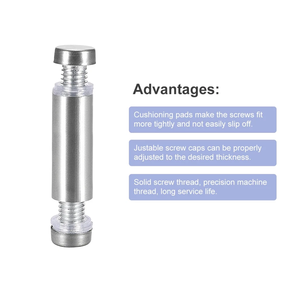 Separador Vidrio Doble Cabeza Acero Inoxidable Separador Soporte 12mmx44mm 6 pcs - Imagen 4 de 4