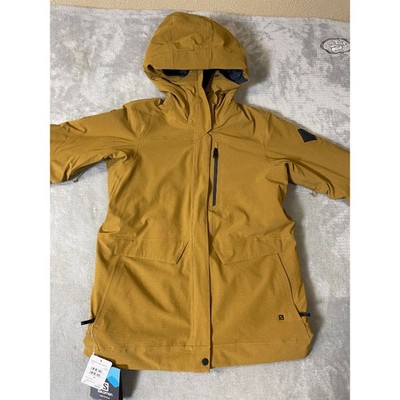 Salomon Stance Cargo Insulated Hooded Jacket Mens M Cumin Weatherproof Full Zip