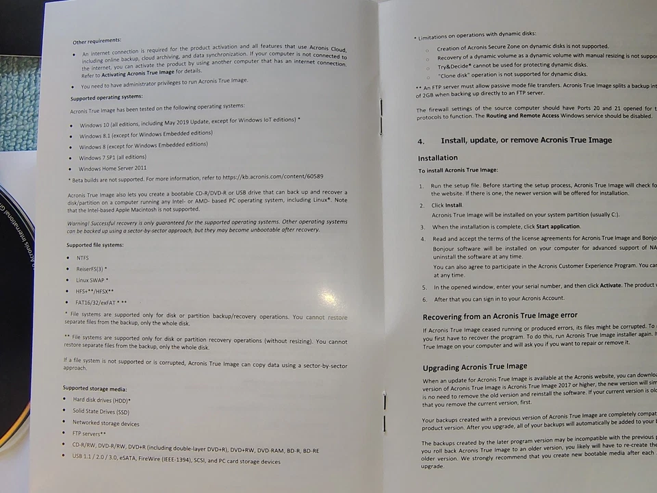 Acronis True Image 2020 For 1 Computer PC Backup Recovery Software w/ Disc, SN - Image 3 of 4