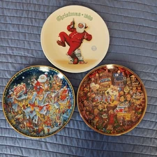 2 Franklin Mint Pepsi-Cola Christmas/Santa's Workshop& 89Jolly Ol St Nick Plate